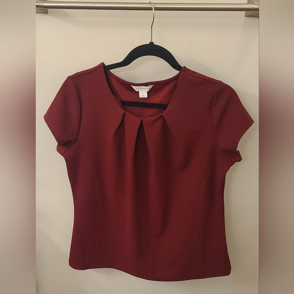 Liz Claiborne Pleated Marone Blouse